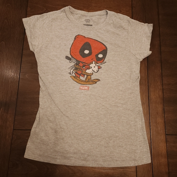 Marvel Other - Marvel Gray Kids T-Shirt with Deadpool Unicorn Cartoon Graphic Girls Small